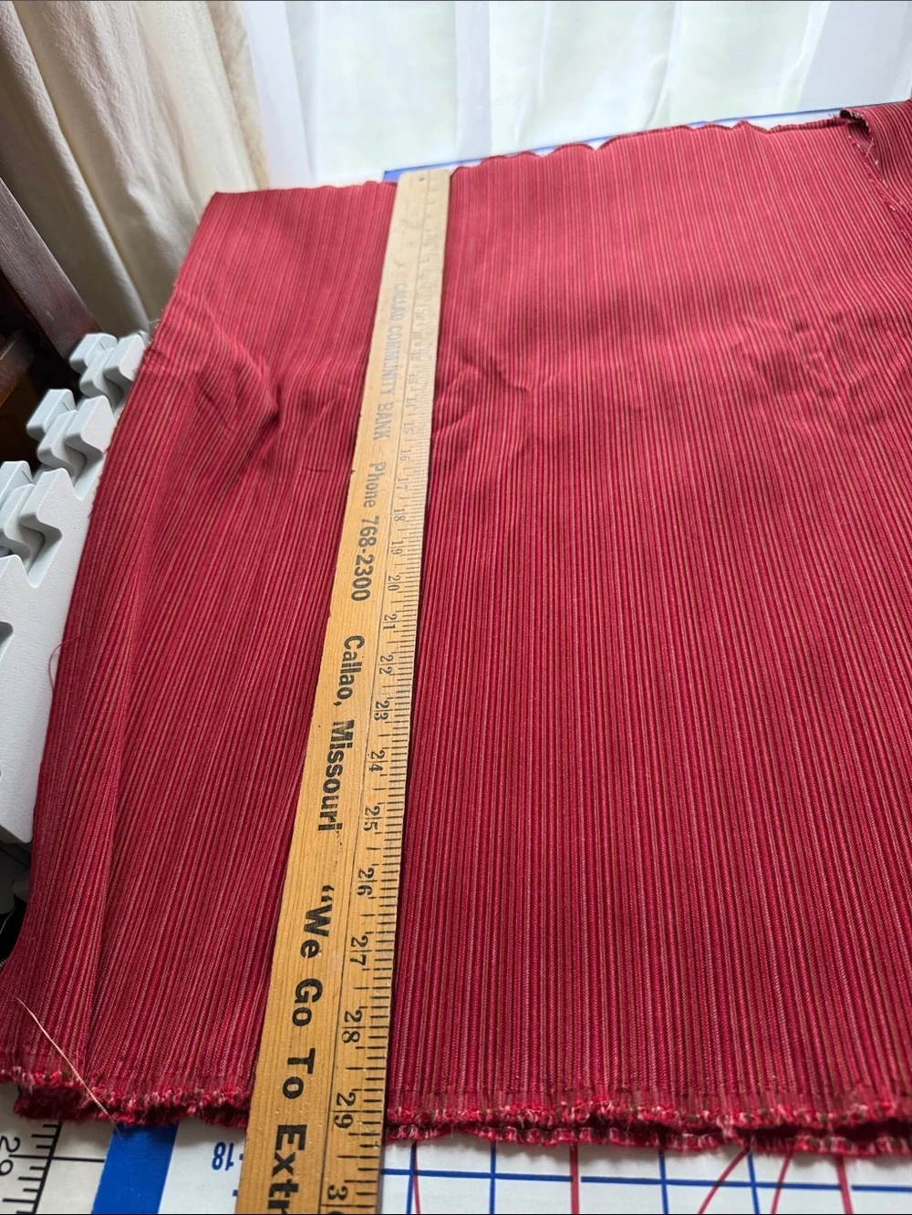 Vintage 1970s Ribbed Knit Fabric Rust/Red Stripe 3.5 Yards x 58” Heavy Stretch